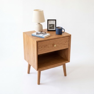 Oak Bedside Table with Drawer